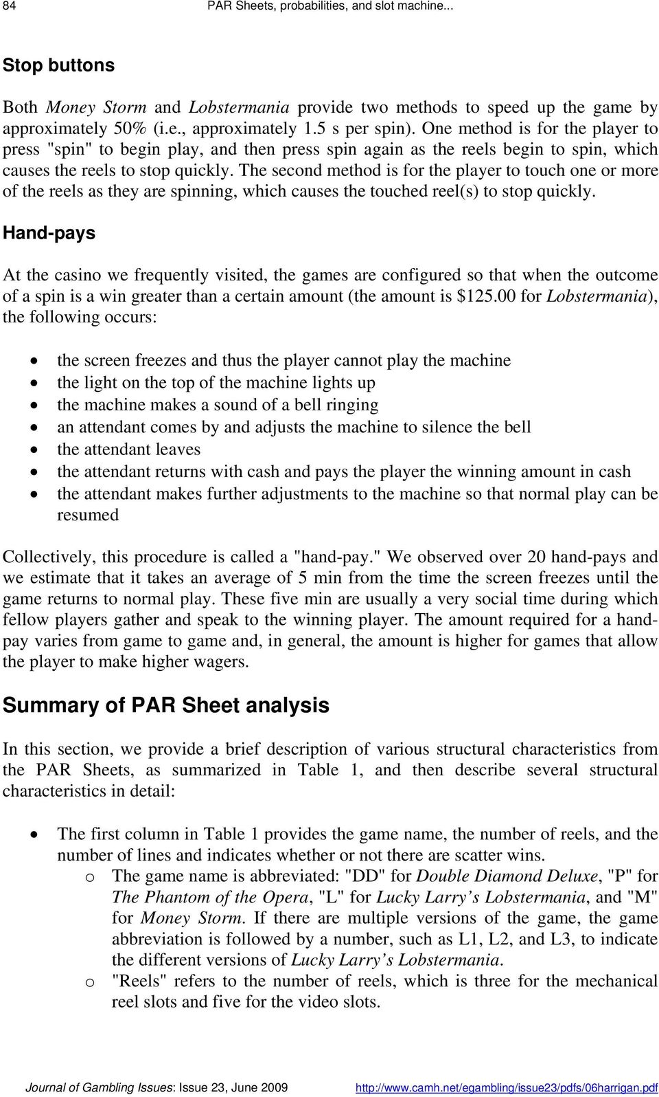 Understanding slot machine par sheets